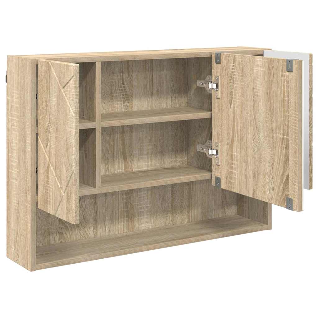 vidaXL Mirror Cabinet Sonoma Oak 80 x 17 x 55 cm Engineered Wood