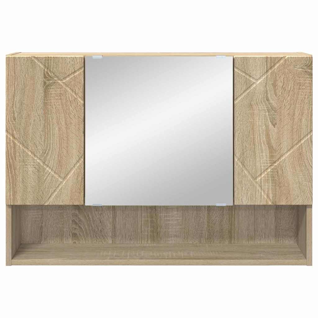 vidaXL Mirror Cabinet Sonoma Oak 80 x 17 x 55 cm Engineered Wood