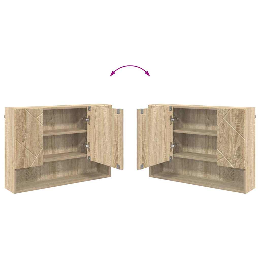 vidaXL Mirror Cabinet Sonoma Oak 80 x 17 x 55 cm Engineered Wood