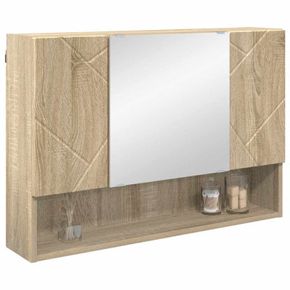 vidaXL Mirror Cabinet Sonoma Oak 80 x 17 x 55 cm Engineered Wood