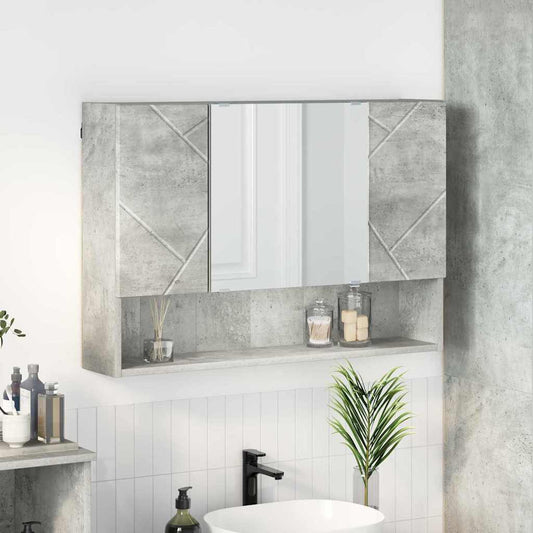 vidaXL Mirror Cabinet Concrete Grey 80 x 17 x 55 cm Engineered Wood