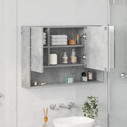 vidaXL Mirror Cabinet Concrete Grey 80 x 17 x 55 cm Engineered Wood