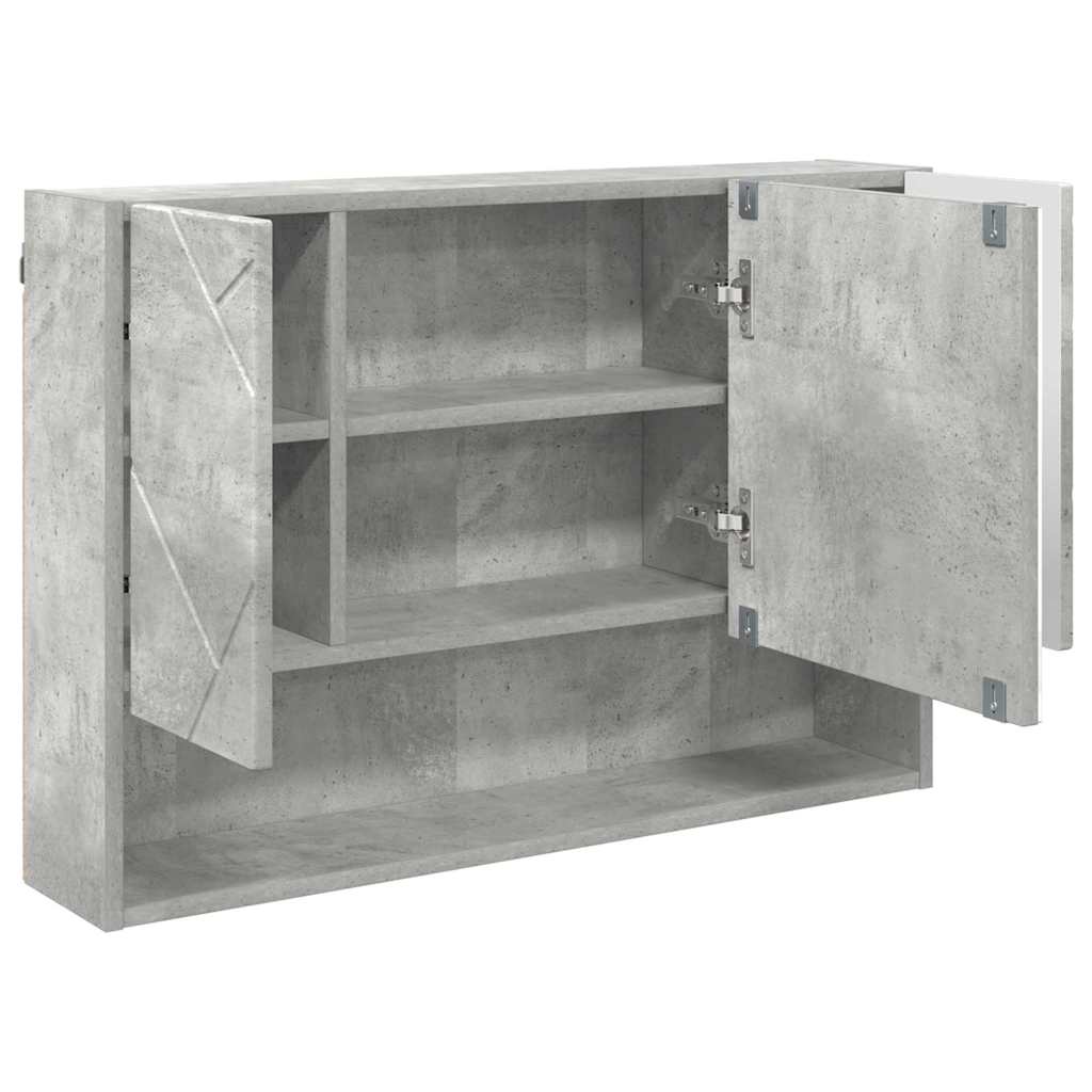 vidaXL Mirror Cabinet Concrete Grey 80 x 17 x 55 cm Engineered Wood