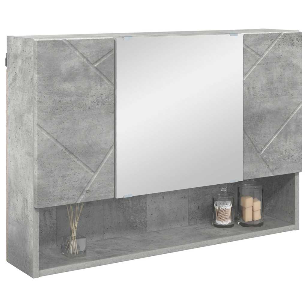vidaXL Mirror Cabinet Concrete Grey 80 x 17 x 55 cm Engineered Wood