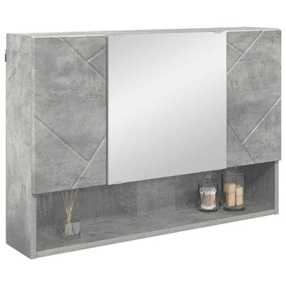 vidaXL Mirror Cabinet Concrete Grey 80 x 17 x 55 cm Engineered Wood