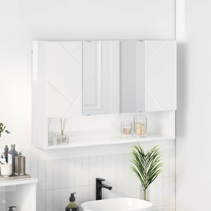 vidaXL Mirror Cabinet High Gloss White 80 x 17 x 55 cm Engineered Wood