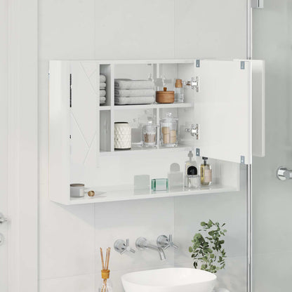vidaXL Mirror Cabinet High Gloss White 80 x 17 x 55 cm Engineered Wood