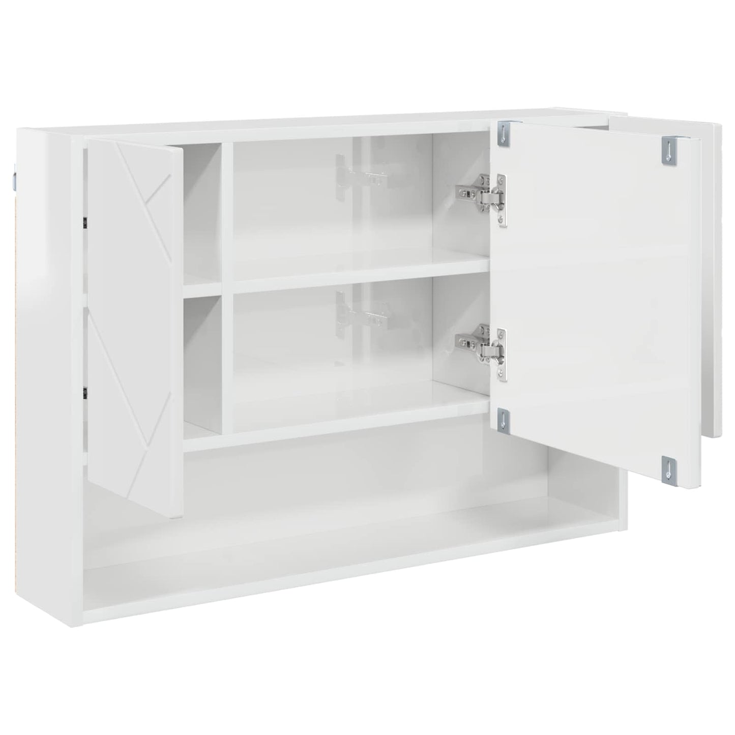 vidaXL Mirror Cabinet High Gloss White 80 x 17 x 55 cm Engineered Wood