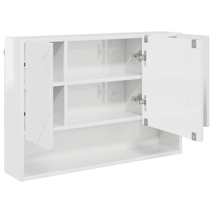 vidaXL Mirror Cabinet High Gloss White 80 x 17 x 55 cm Engineered Wood