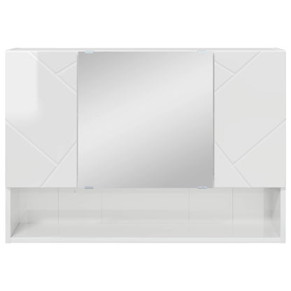 vidaXL Mirror Cabinet High Gloss White 80 x 17 x 55 cm Engineered Wood