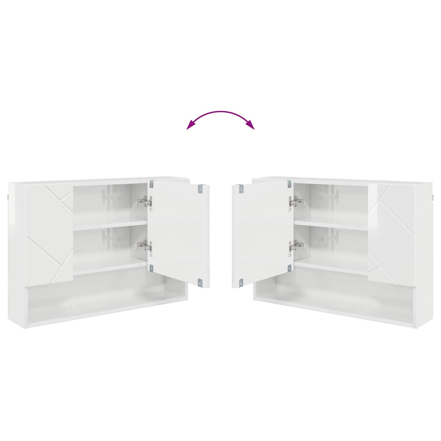 vidaXL Mirror Cabinet High Gloss White 80 x 17 x 55 cm Engineered Wood