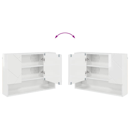 vidaXL Mirror Cabinet High Gloss White 80 x 17 x 55 cm Engineered Wood