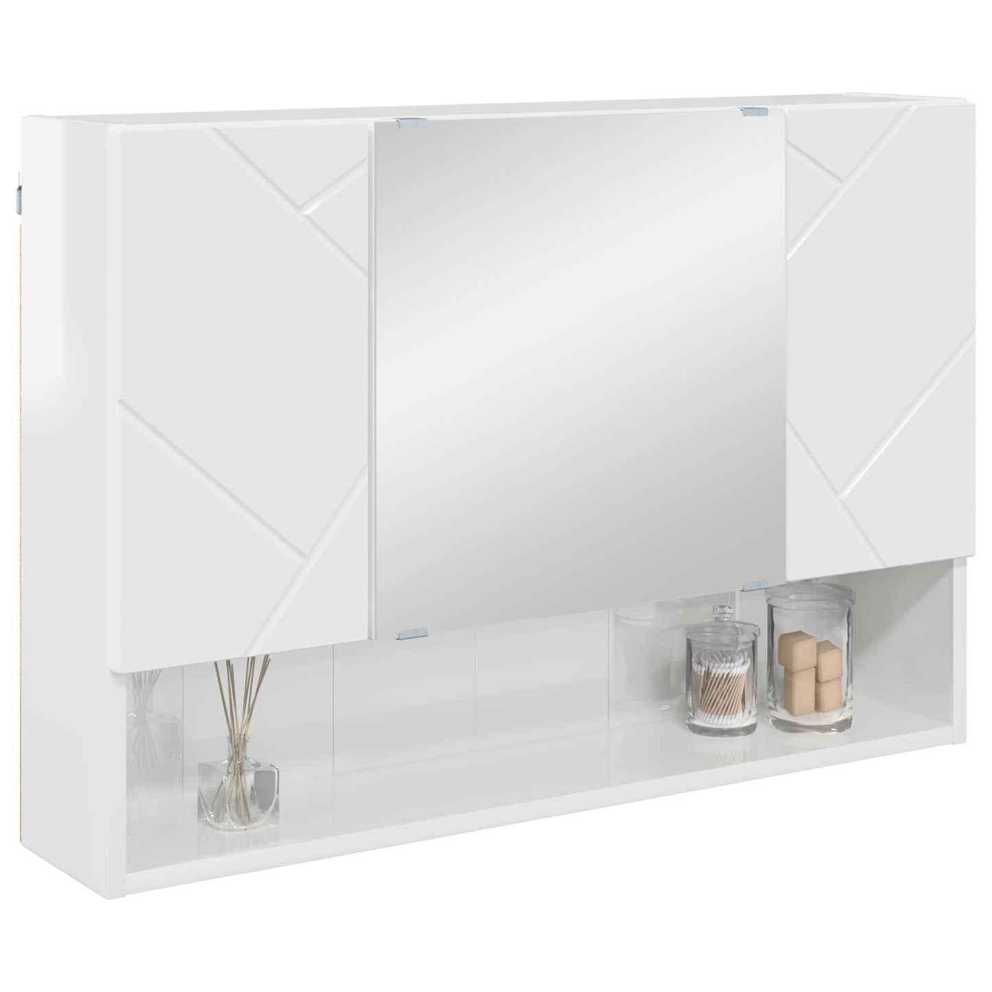vidaXL Mirror Cabinet High Gloss White 80 x 17 x 55 cm Engineered Wood