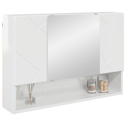 vidaXL Mirror Cabinet High Gloss White 80 x 17 x 55 cm Engineered Wood