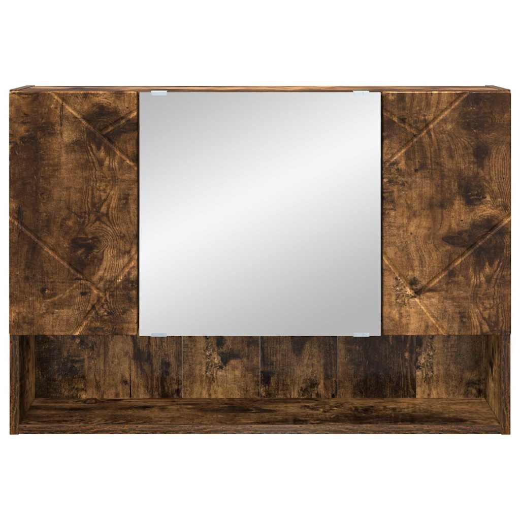 vidaXL Mirror Cabinet Smoked Oak 80 x 17 x 55 cm Engineered Wood