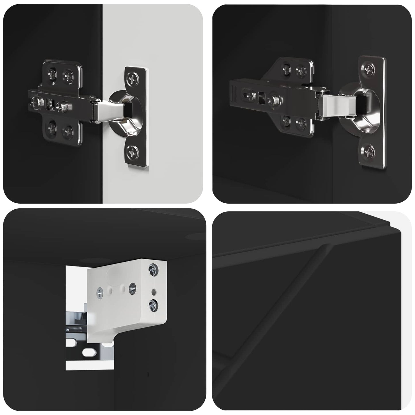 vidaXL Mirror Cabinet Black 59 x 17 x 55 cm Engineered Wood