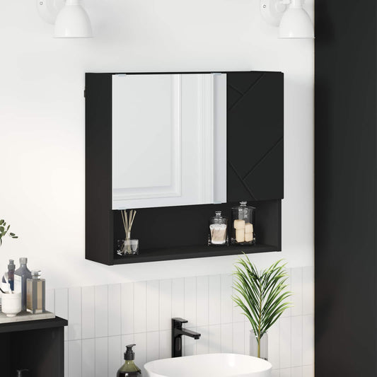 vidaXL Mirror Cabinet Black 59 x 17 x 55 cm Engineered Wood