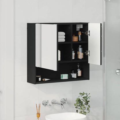 vidaXL Mirror Cabinet Black 59 x 17 x 55 cm Engineered Wood