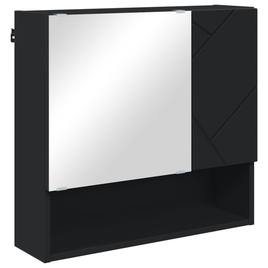vidaXL Mirror Cabinet Black 59 x 17 x 55 cm Engineered Wood