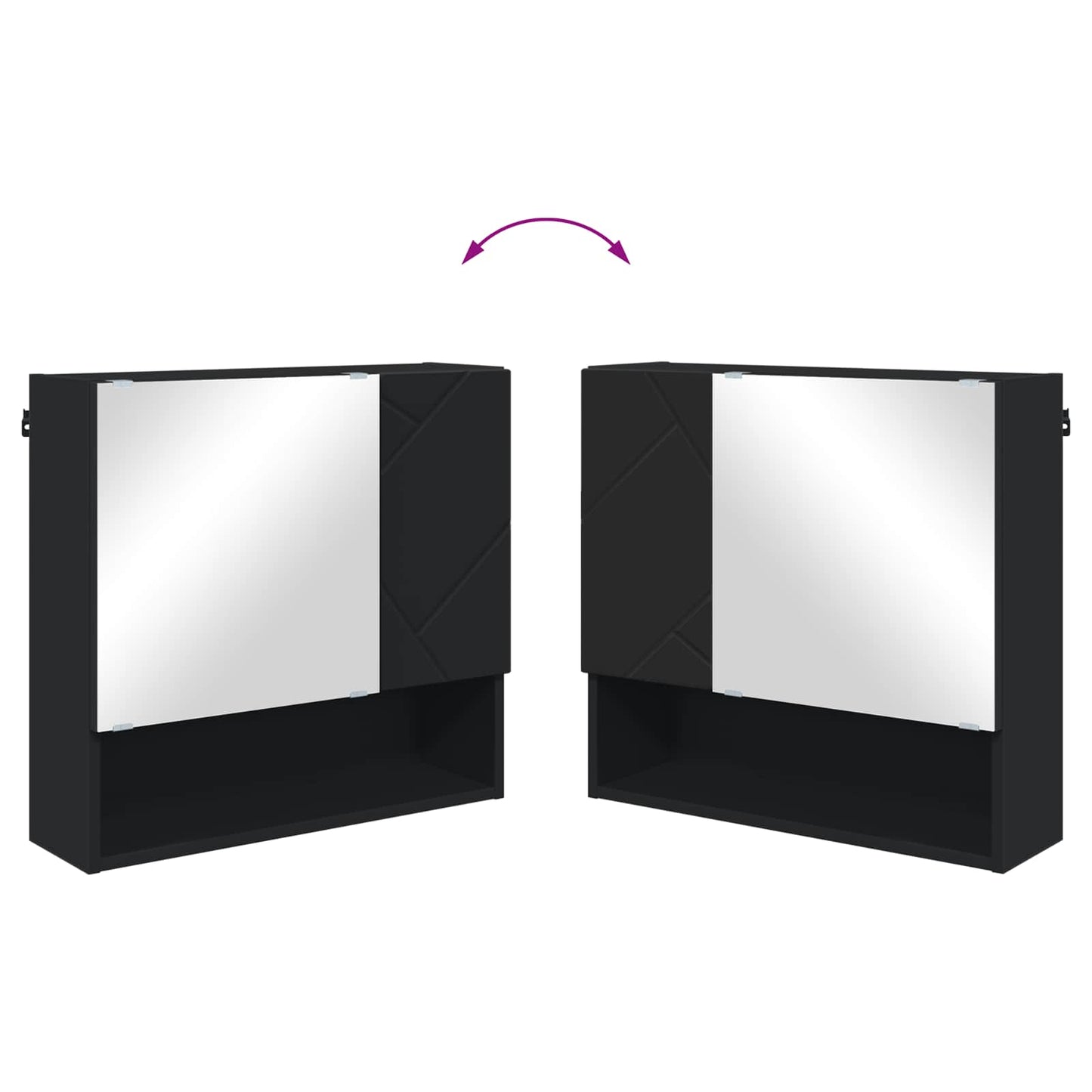 vidaXL Mirror Cabinet Black 59 x 17 x 55 cm Engineered Wood