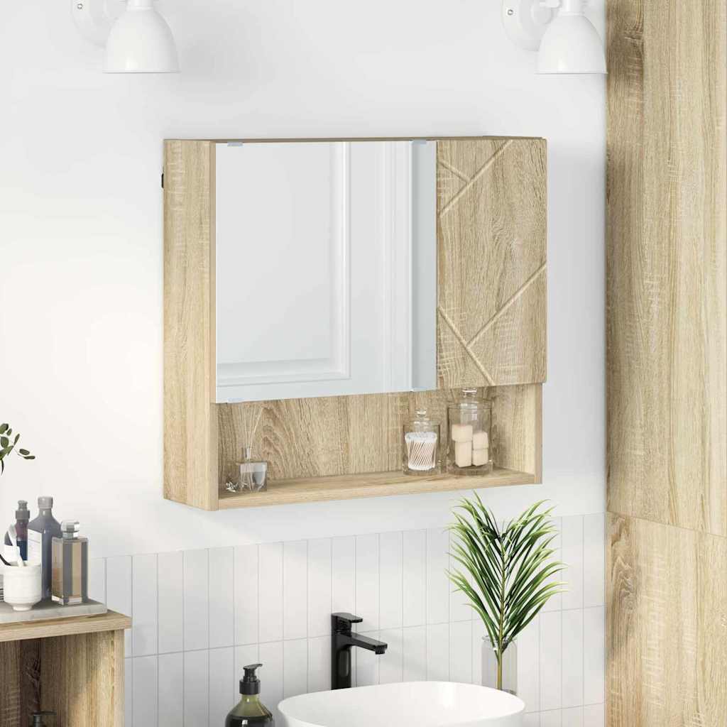 vidaXL Mirror Cabinet Sonoma Oak 59 x 17 x 55 cm Engineered Wood