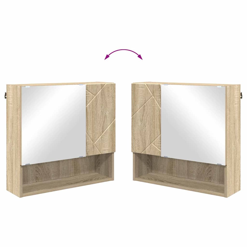 vidaXL Mirror Cabinet Sonoma Oak 59 x 17 x 55 cm Engineered Wood