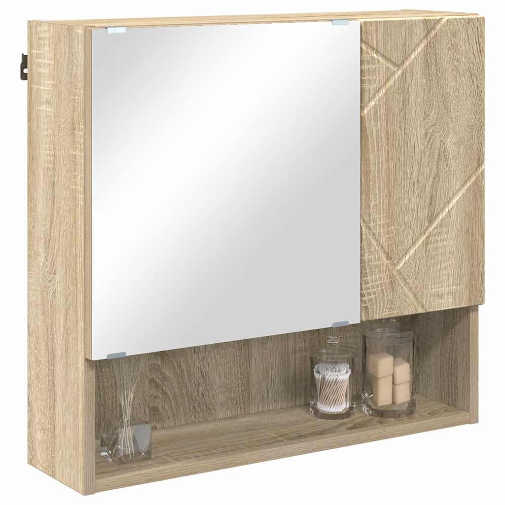 vidaXL Mirror Cabinet Sonoma Oak 59 x 17 x 55 cm Engineered Wood