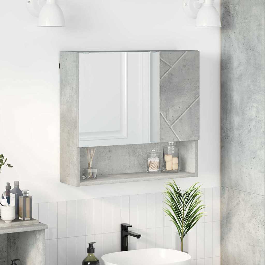 vidaXL Mirror Cabinet Concrete Grey 59 x 17 x 55 cm Engineered Wood
