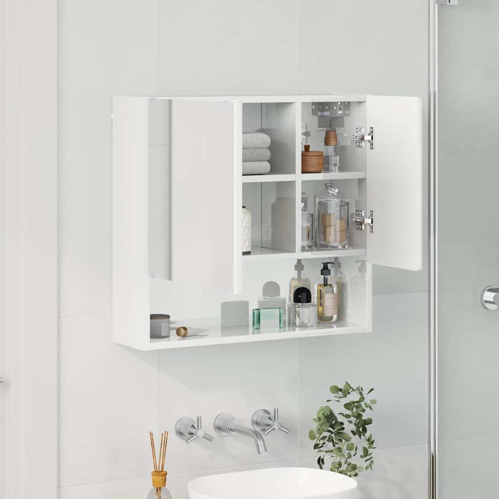 vidaXL Mirror Cabinet High Gloss White 59 x 17 x 55 cm Engineered Wood