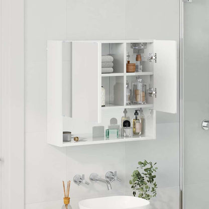 vidaXL Mirror Cabinet High Gloss White 59 x 17 x 55 cm Engineered Wood