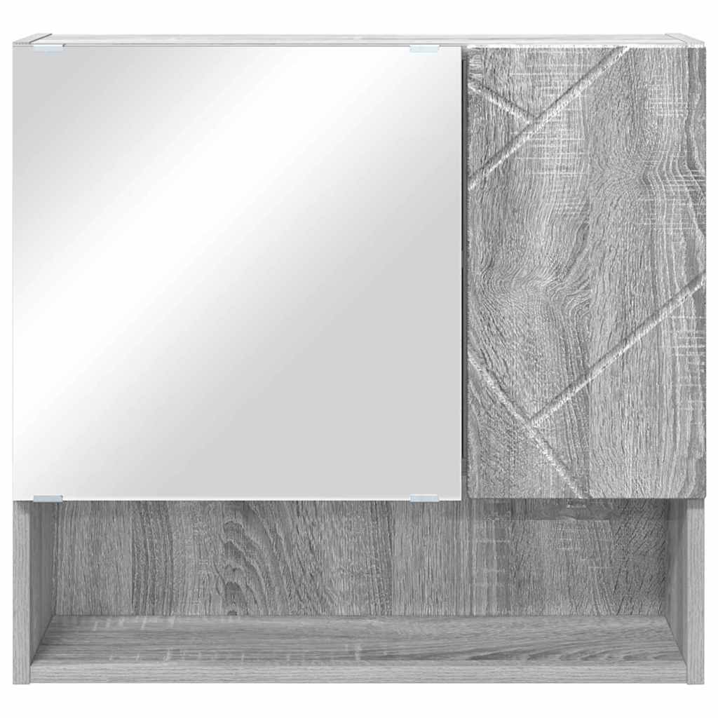 vidaXL Mirror Cabinet Grey Sonoma 59 x 17 x 55 cm Engineered Wood