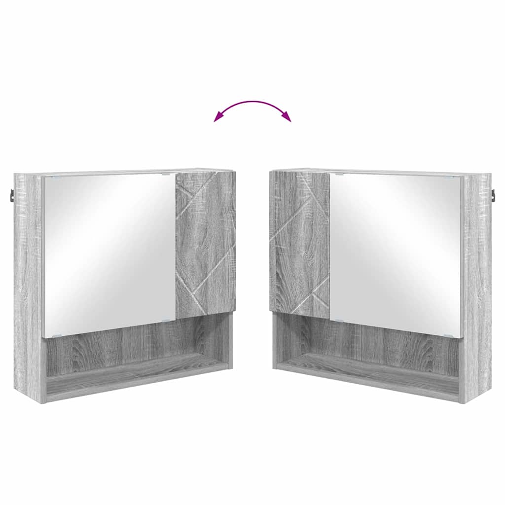 vidaXL Mirror Cabinet Grey Sonoma 59 x 17 x 55 cm Engineered Wood