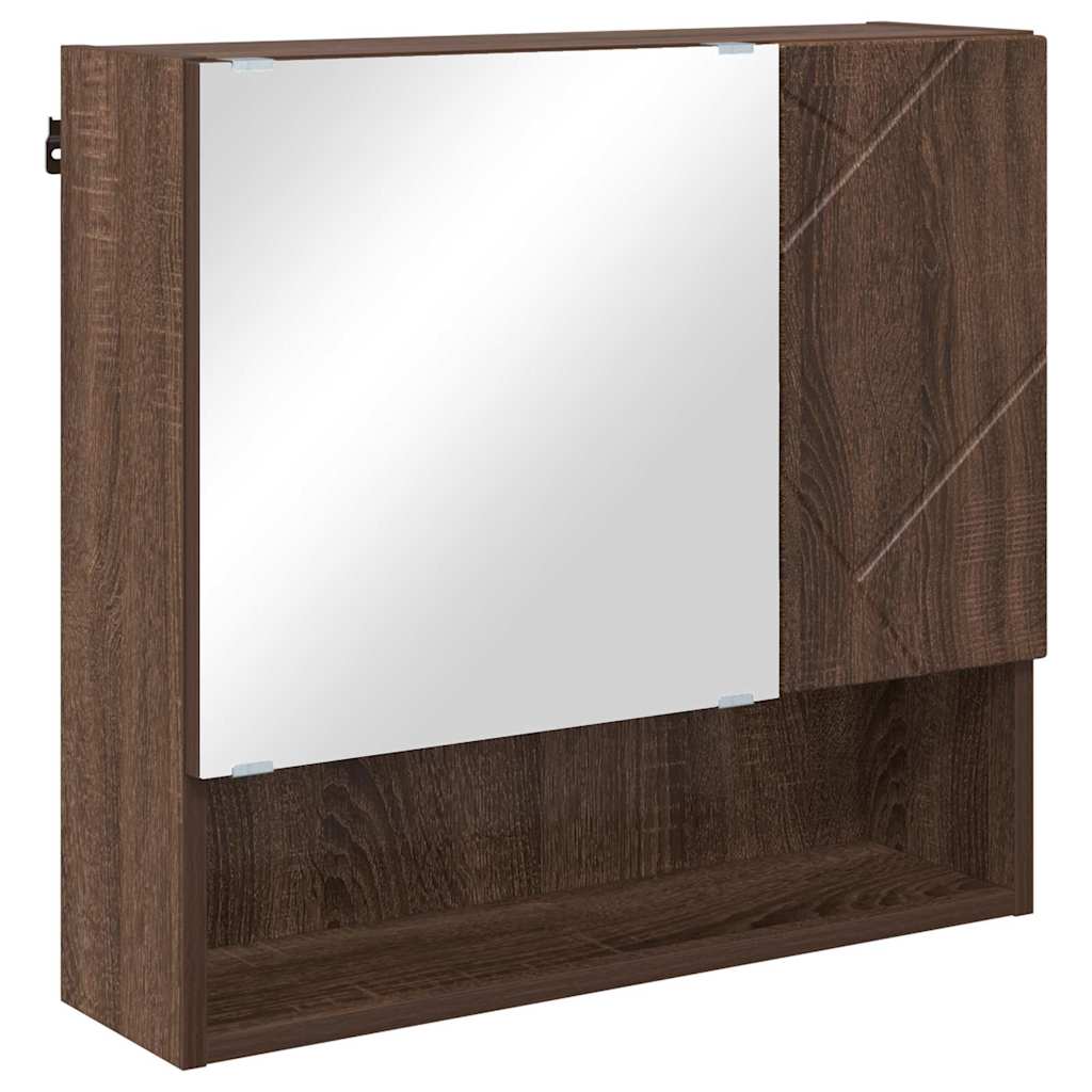 vidaXL Mirror Cabinet Brown Oak 59 x 17 x 55 cm Engineered Wood