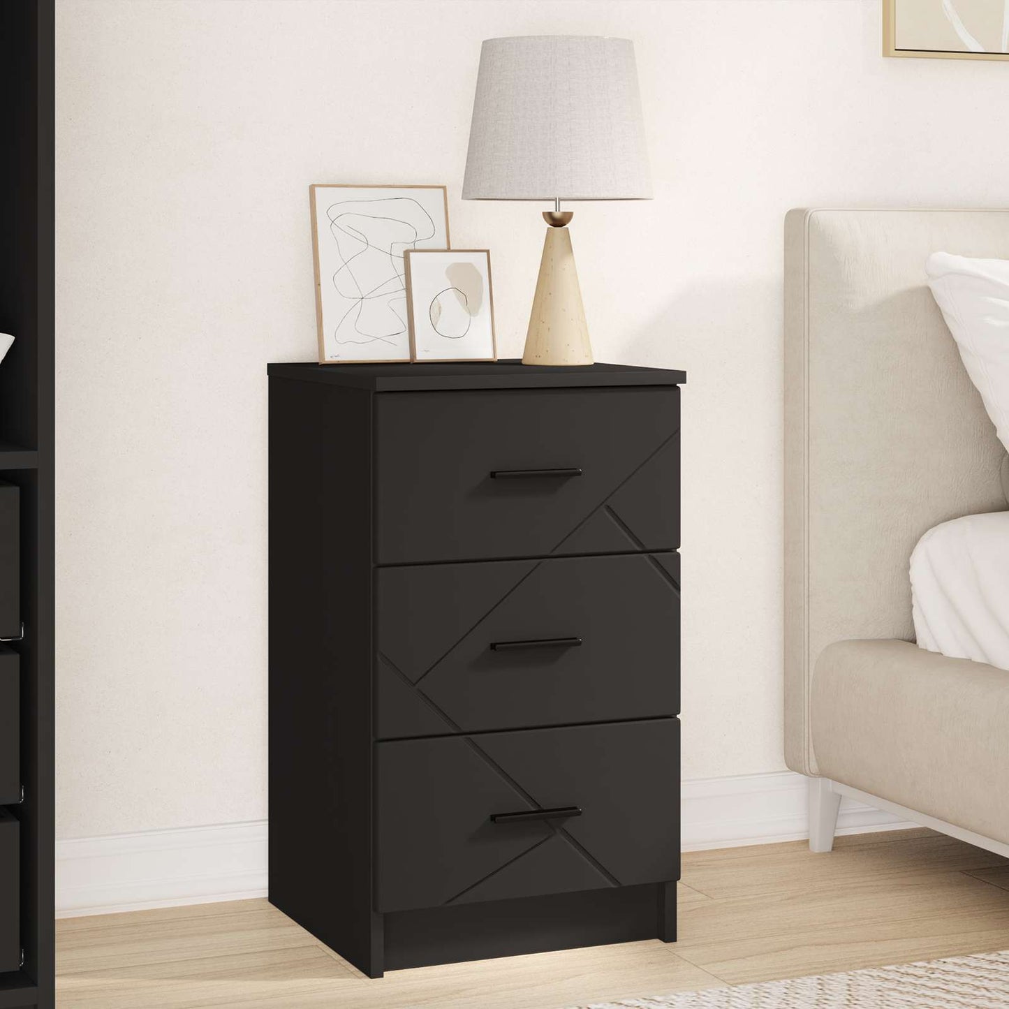 vidaXL Bedside Cabinet Black 38 x 38 x 66 cm Engineered wood
