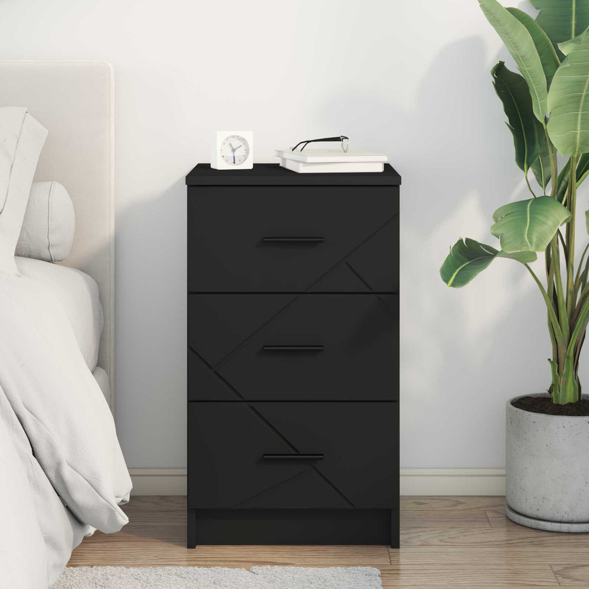 vidaXL Bedside Cabinet Black 38 x 38 x 66 cm Engineered wood