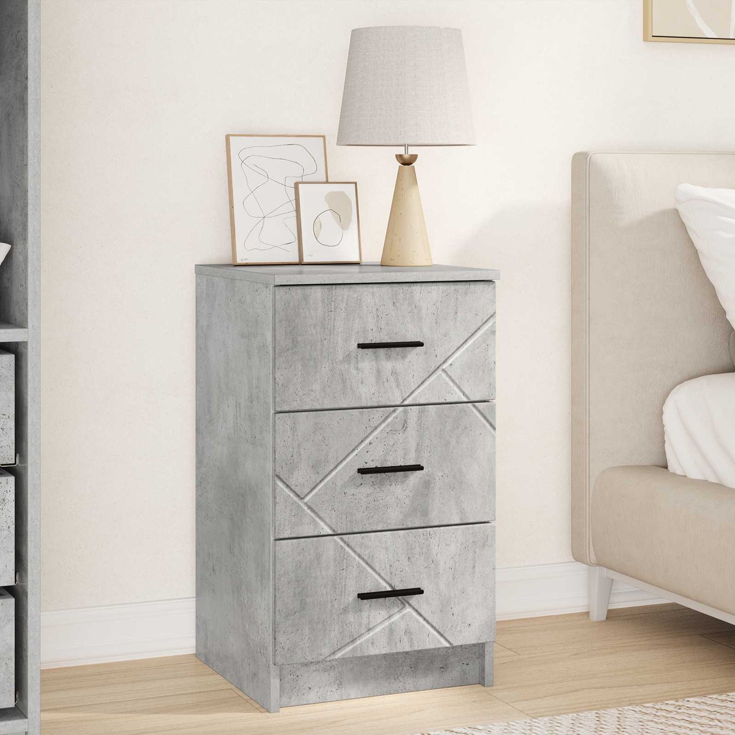 vidaXL Bedside Cabinet Concrete grey 38 x 38 x 66 cm Engineered wood