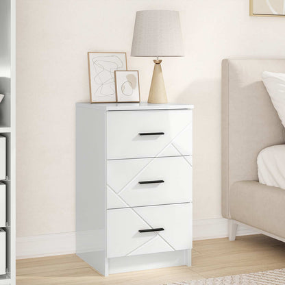 vidaXL Bedside Cabinet with Drawer High gloss white 38 x 38 x 66 cm