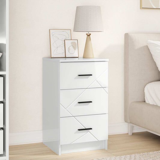 vidaXL Bedside Cabinet with Drawer High gloss white 38 x 38 x 66 cm