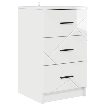 vidaXL Bedside Cabinet with Drawer High gloss white 38 x 38 x 66 cm