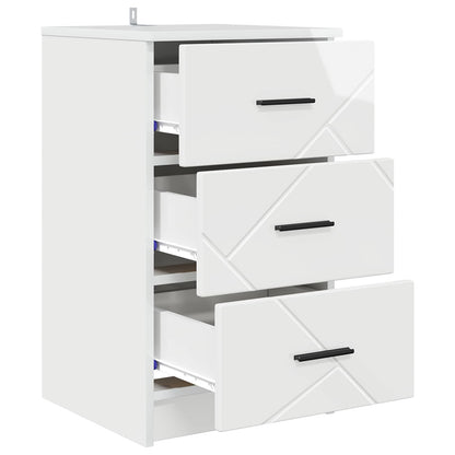 vidaXL Bedside Cabinet with Drawer High gloss white 38 x 38 x 66 cm