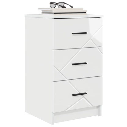 vidaXL Bedside Cabinet with Drawer High gloss white 38 x 38 x 66 cm
