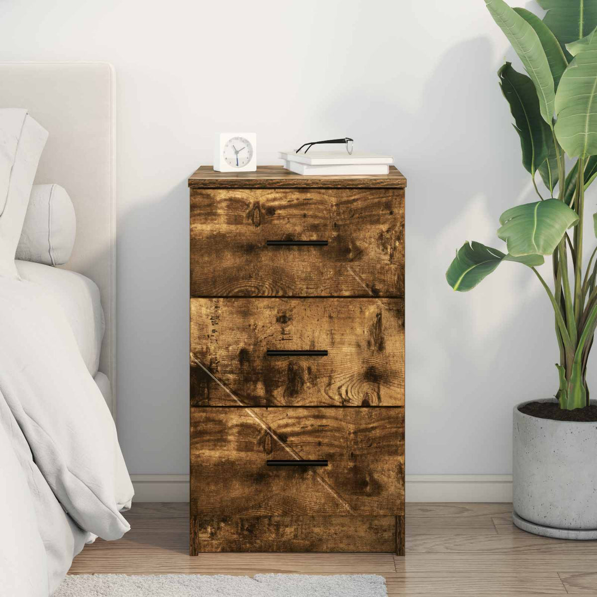 vidaXL Bedside Cabinet Smoked oak 38 x 38 x 66 cm Engineered wood