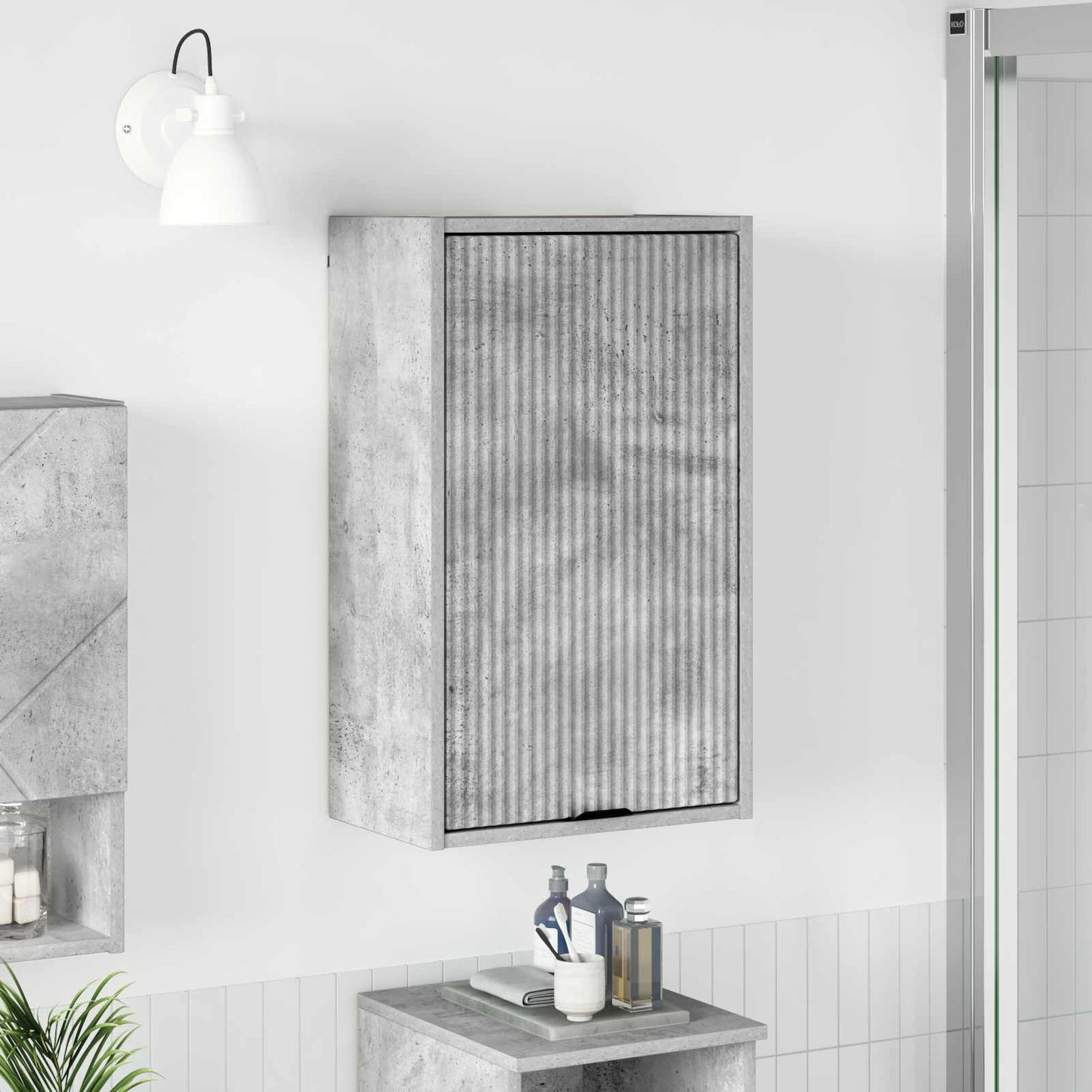 vidaXL Bathroom Cabinet Wall-mounted Concrete Grey 39 x 23.5 x 65 cm