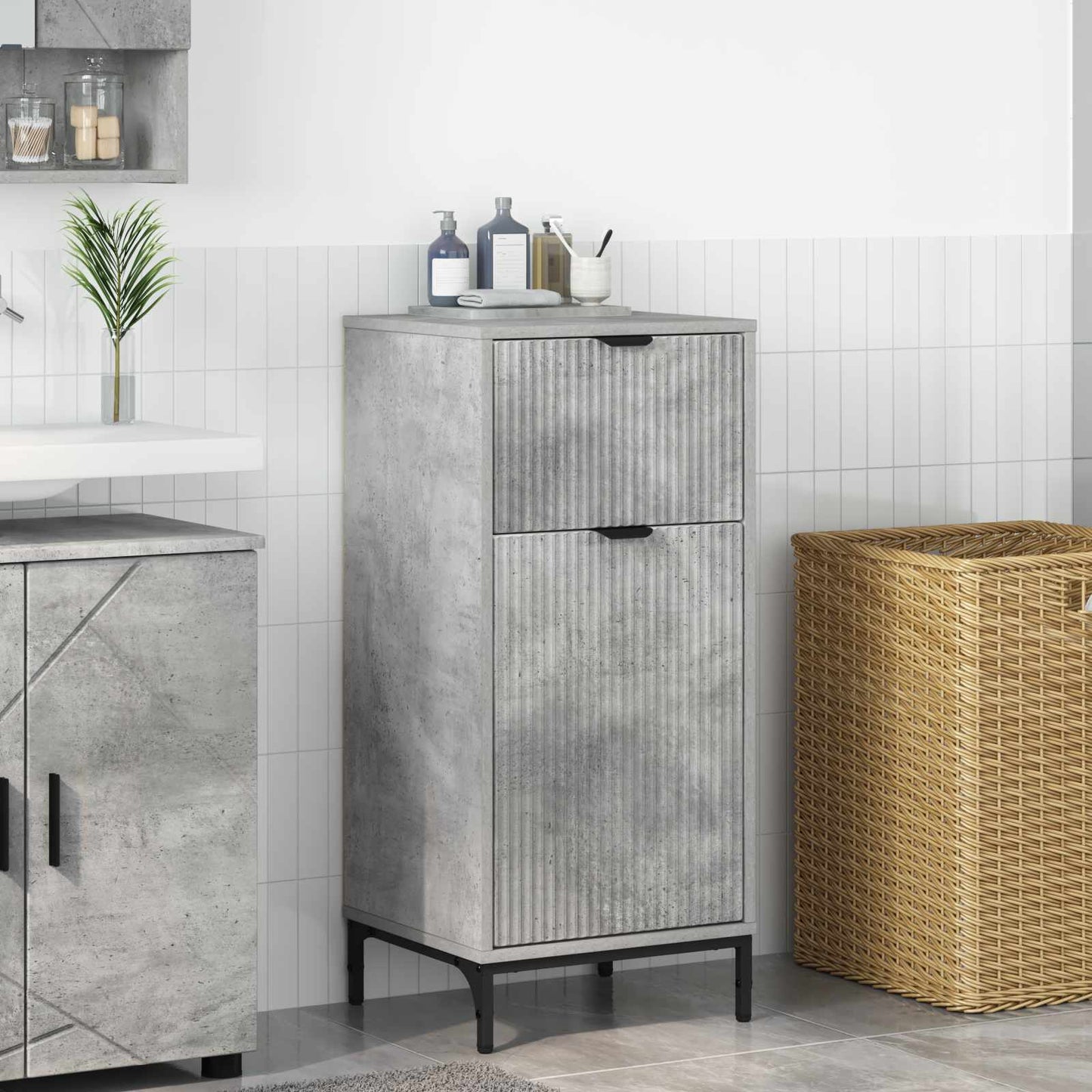 vidaXL Bathroom Cabinet Concrete Grey 39.5 x 36 x 88 cm