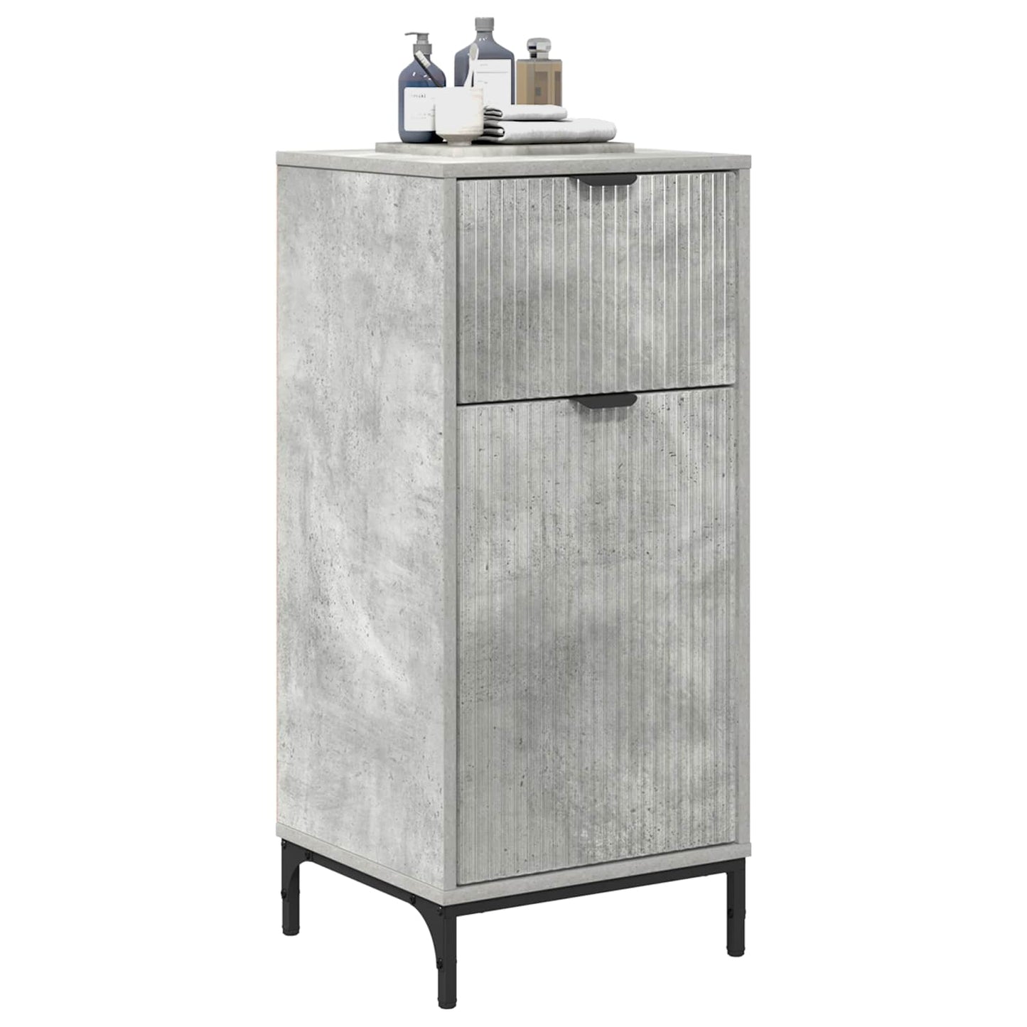 vidaXL Bathroom Cabinet with Drawer Concrete Grey 39.5 x 36 x 88 cm
