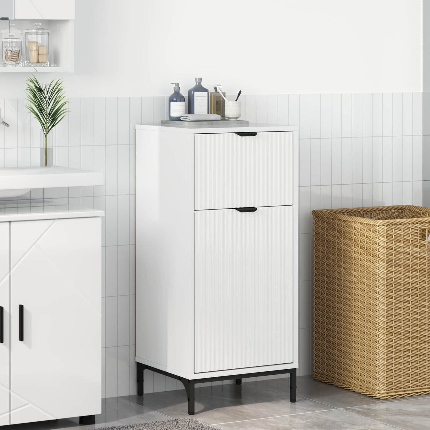 vidaXL Bathroom Cabinet High Gloss White 39.5 x 36 x 88 cm