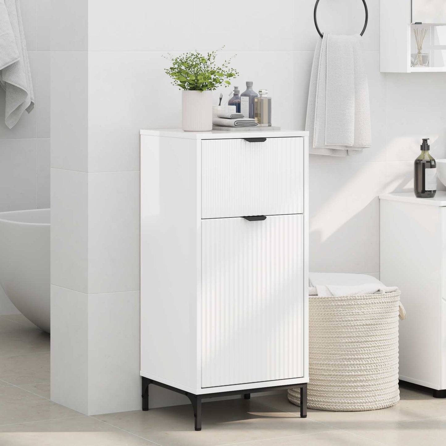 vidaXL Bathroom Cabinet High Gloss White 39.5 x 36 x 88 cm