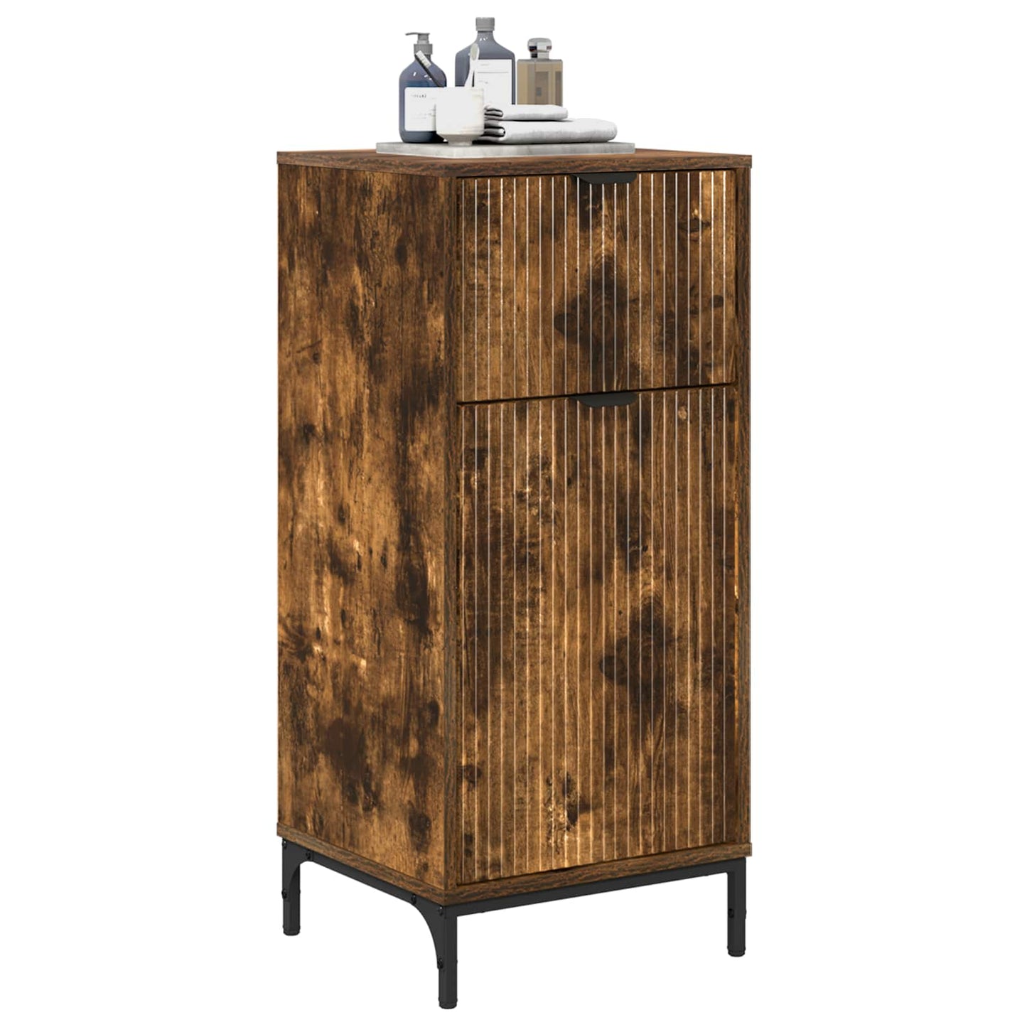 vidaXL Bathroom Cabinet with Drawer Smoked Oak 39.5 x 36 x 88 cm