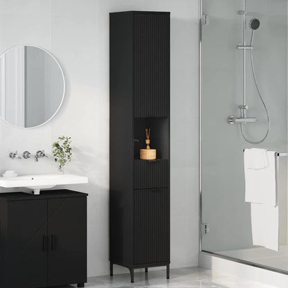 vidaXL Bathroom Cabinet with Drawer with Door Black 31.5 x 33 x 190 cm