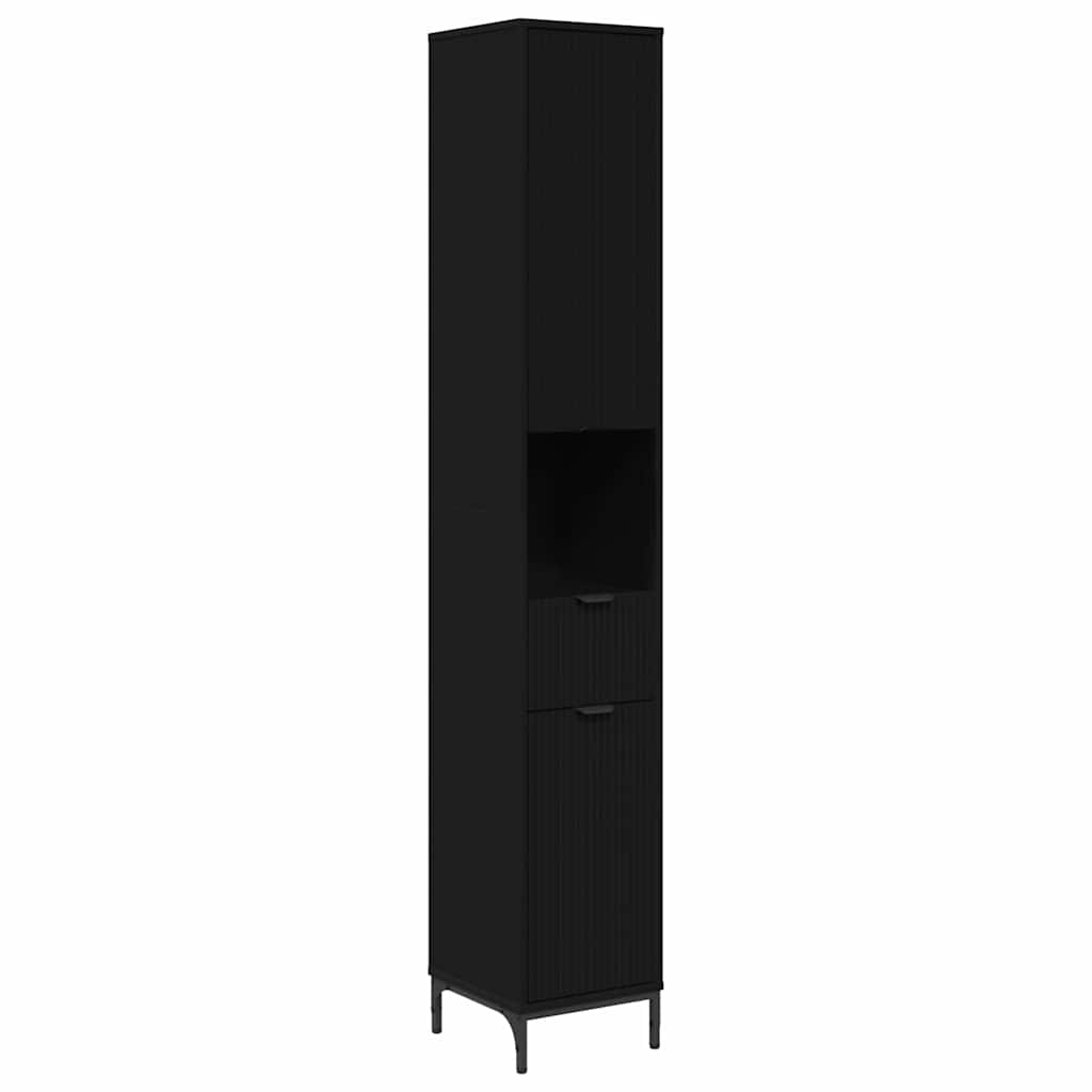 vidaXL Bathroom Cabinet with Drawer with Door Black 31.5 x 33 x 190 cm
